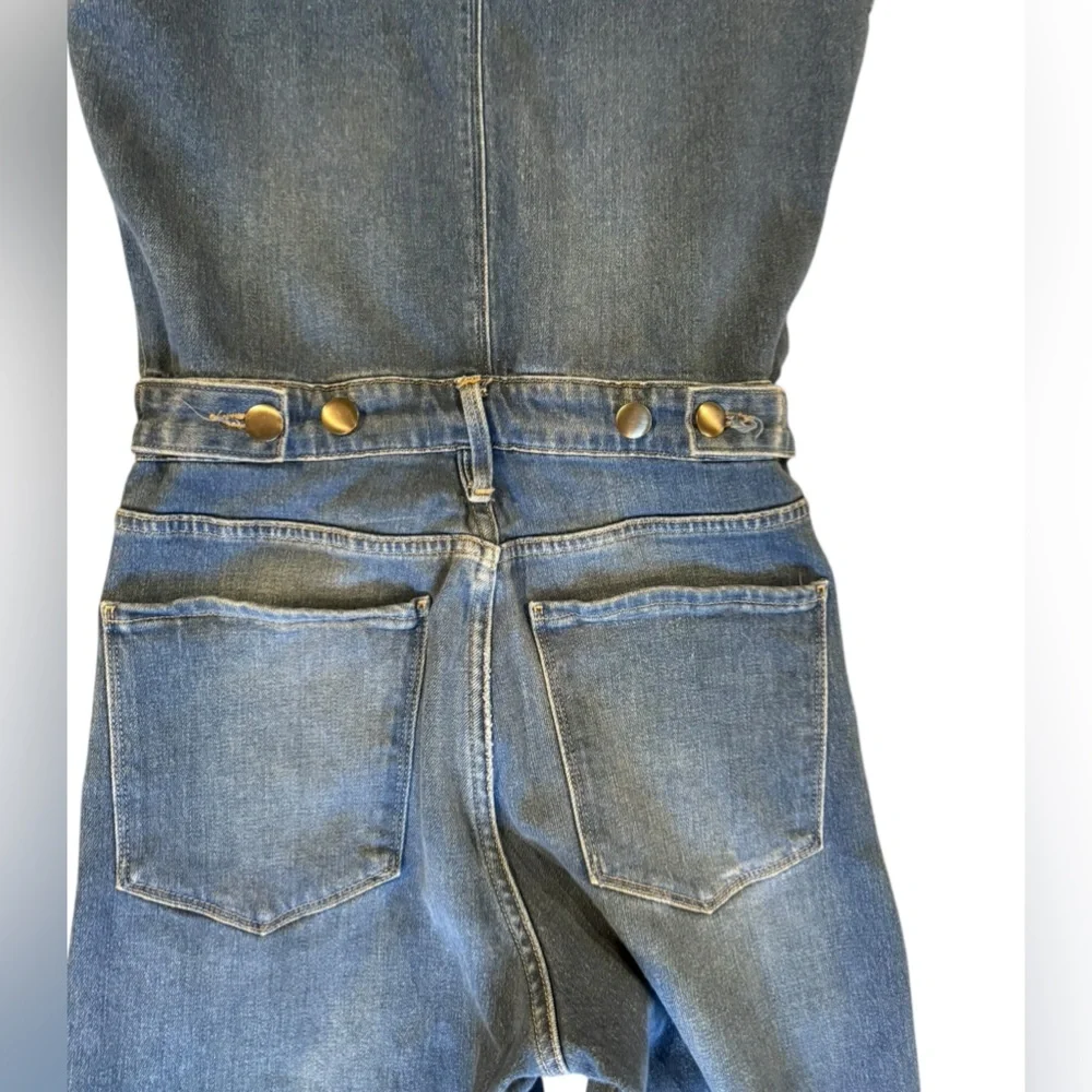 Frame Denim Blue Jeans Women's Le Slender Jumpsuit Overalls Size Medium 27 - Picture 8 of 12